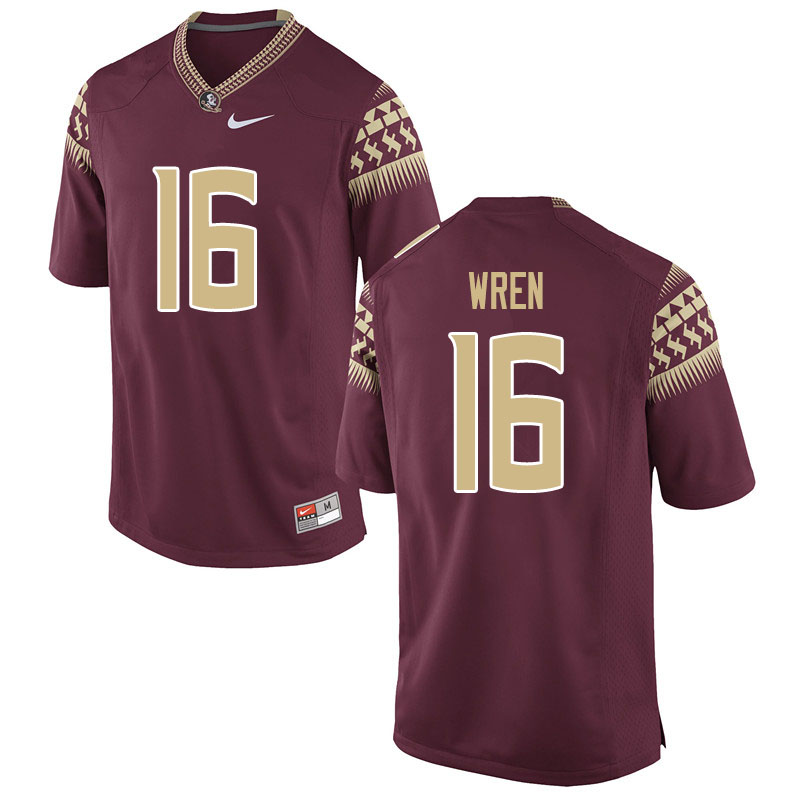Men #16 Corey Wren Florida State Seminoles College Football Jerseys Sale-Garnet